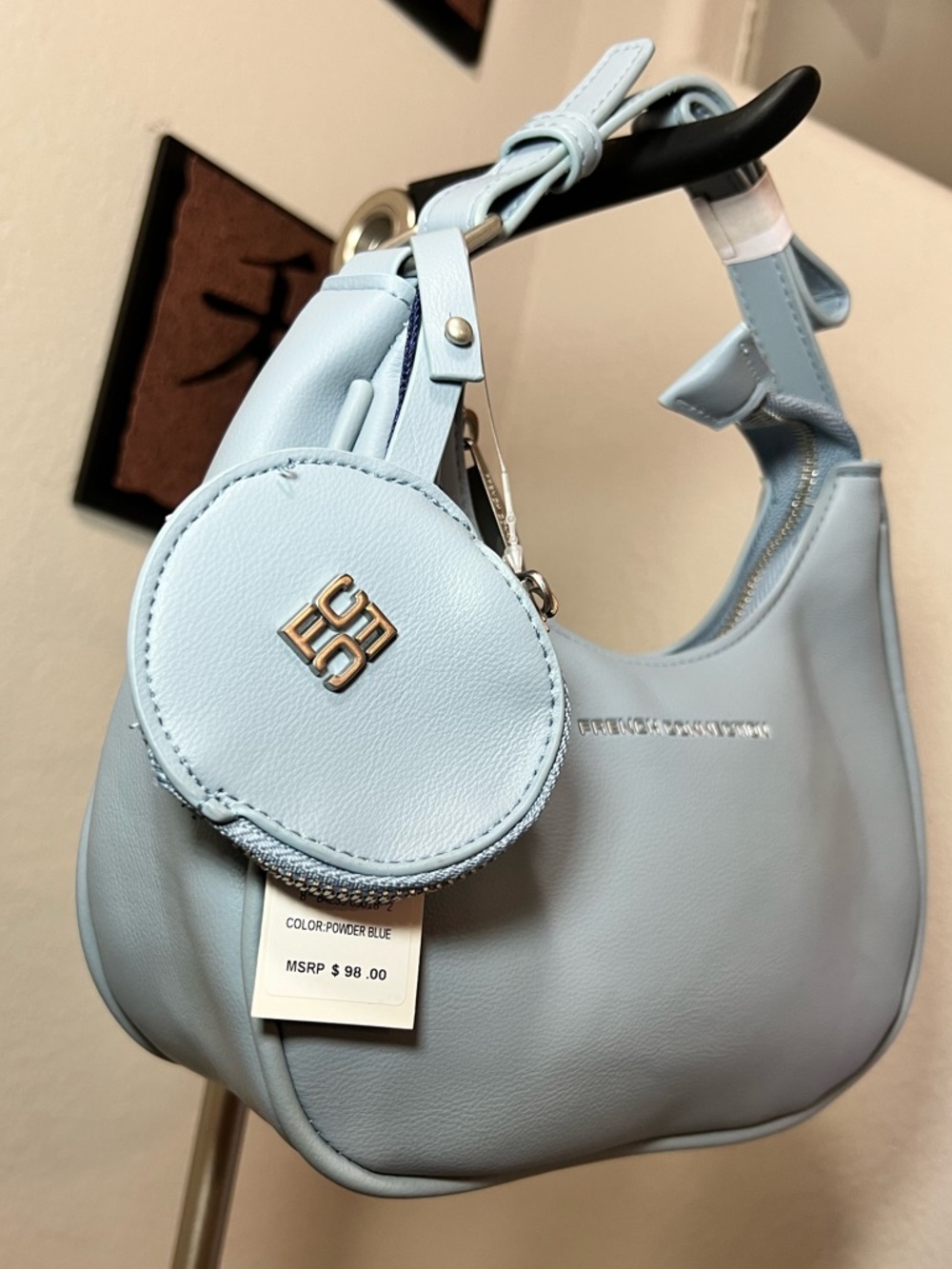 French Connection NWT $98 Sabrina  Powder Blue Shoulder Bag and Coin Purse - Picture 12 of 16